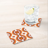 Terracotta Mitte Jahrhundert Modernes Rainbow Retr Rechteckiger Pappuntersetzer (Vor Ort)