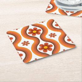 Terracotta Mitte Jahrhundert Modernes Rainbow Retr Rechteckiger Pappuntersetzer