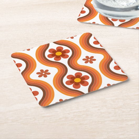 Terracotta Mitte Jahrhundert Modernes Rainbow Retr Rechteckiger Pappuntersetzer (angewinkelt)