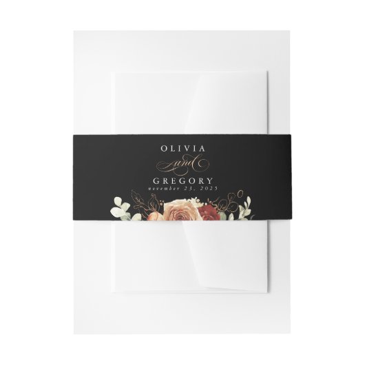 Terracotta Modern Boho Black Wedding Einladungsbanderole (Vorderseite Beispiel)