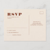 Terracotta Modern Boho Wedding RSVP Postkarte (Rückseite)