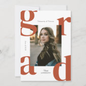 Terracotta Modern Bold Class of 2024 Abschluss Einladung (Vorderseite)