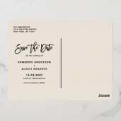 Terracotta Modern Calligraphy Photo Save the Date Folie Einladungspostkarte (Rückseite)