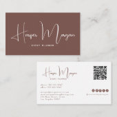Terracotta | Modern Elegant Minimalist QR Code Visitenkarte (Vorne/Hinten)