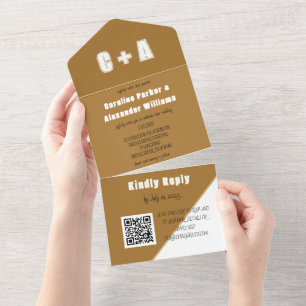Terracotta Modern Fall QR Code Bold Elegant All In One Einladung