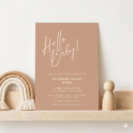 Terracotta Modern Minimalist Hello Baby Shower Einladung