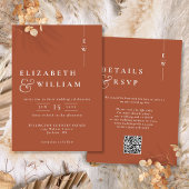 Terracotta Modern Monogram Wedding QR Code Einladung