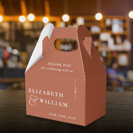 Terracotta Modern Monogram Wedding Vielen Dank Geschenkschachtel