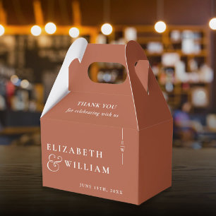 Terracotta Modern Monogram Wedding Vielen Dank Geschenkschachtel