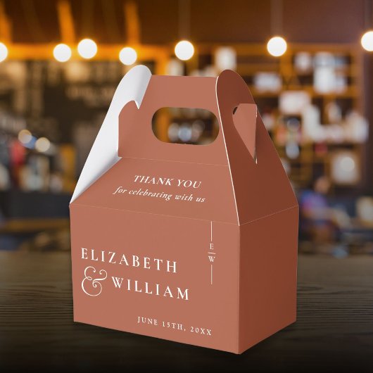 Terracotta Modern Monogram Wedding Vielen Dank Geschenkschachtel