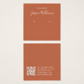 Terracotta Modern Script QR Earring Display Card (Vorne & Hinten)