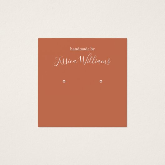 Terracotta Modern Script QR Earring Display Card (Vorderseite)