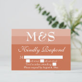 Terracotta Modern Script Wedding RSVP Card Dankeskarte (Stehend Vorderseite)