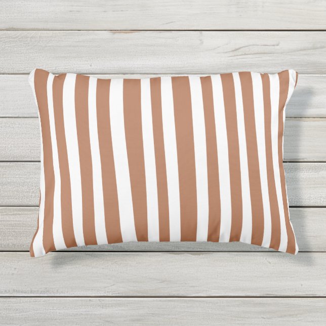 Terracotta Modern Stripes Minimalist  Kissen Für Draußen (Vorderseite)