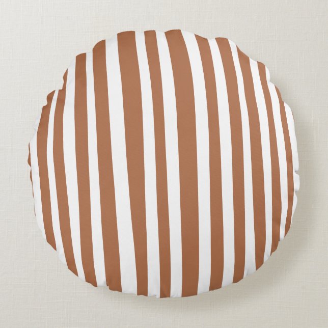 Terracotta Modern Stripes Minimalist  Rundes Kissen (Vorderseite)
