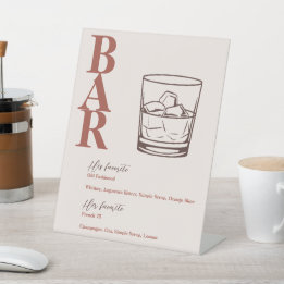 Terracotta Modern Wedding Bar Drink Sockelschild