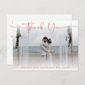 Terracotta Modern Wedding Foto Danke Karte (Vorne/Hinten)