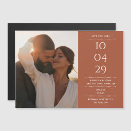 Terracotta Modern Wedding Foto Save the Date Magneteinladung
