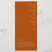 Terracotta Modern Wedding Program (Rückseite)