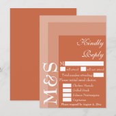 Terracotta Modern Wedding RSVP Card Dankeskarte (Vorne/Hinten)
