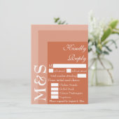 Terracotta Modern Wedding RSVP Card Dankeskarte (Stehend Vorderseite)