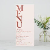 Terracotta Modern Wedding Simple Menu Card Menükarte (Stehend Vorderseite)