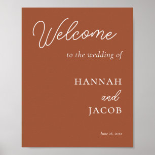 Terracotta Modern Wedding Welcome Sign Poster