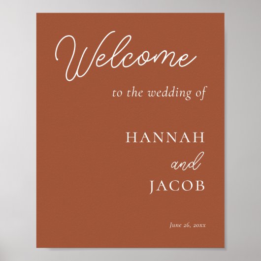 Terracotta Modern Wedding Welcome Sign Poster (Vorne)