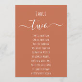 Terracotta Modern White Script Seating Chart Card (Vorderseite)