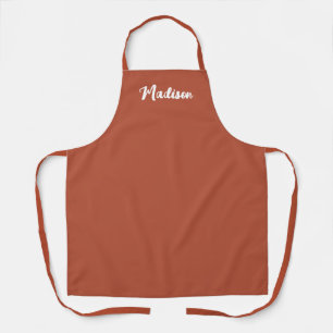 Terracotta Moderne Chic Script Personalisierte Fra Schürze