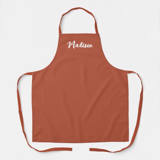 Terracotta Moderne Chic Script Personalisierte Fra Schürze (Vorderseite)