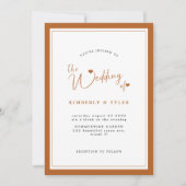 Terracotta Moderne, einfache Skriptehe Einladung (Vorderseite)