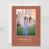 Terracotta Moderne Elegante Script Abschluss Foto Ankündigung (Vorderseite)