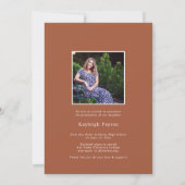Terracotta Moderne Elegante Script Abschluss Foto Ankündigung (Rückseite)