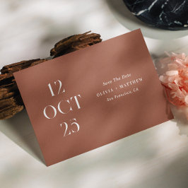 Terracotta Moderne Foto Hochzeit Save The Date