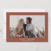 Terracotta Moderne Foto Hochzeit Save The Date (Rückseite)