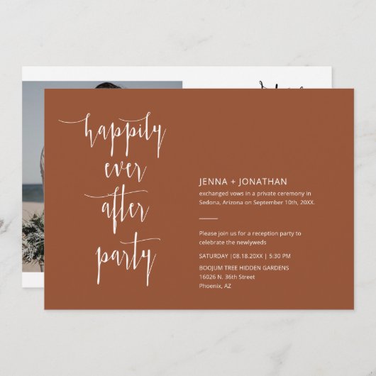 Terracotta Moderne glücklich je nach QR Code Foto Einladung (Vorne/Hinten)