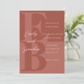 Terracotta Moderne Grosse Einladung zur Hochzeit (Stehend Vorderseite)