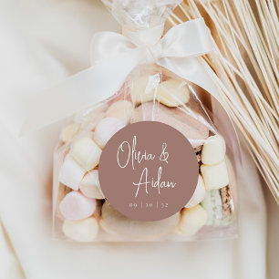 Terracotta Moderne handgeschriebene Hochzeit Runder Aufkleber