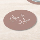 Terracotta | Moderne handgeschriebene Hochzeit Runder Pappuntersetzer (Angewinkelt)