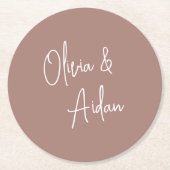 Terracotta | Moderne handgeschriebene Hochzeit Runder Pappuntersetzer (Vorderseite)