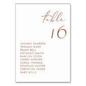 Terracotta Moderne handgeschriebene SkriptWedding Tischnummer (Rückseite)