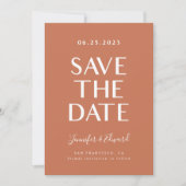 Terracotta Moderne Hochzeit rettet das Datum Save The Date (Vorderseite)