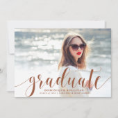 Terracotta Moderne Kalligrafie Foto Abschluss Einladung (Vorderseite)