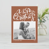 Terracotta Moderne Kalligraphie Foto Weihnachten (Stehend Vorderseite)