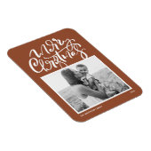 Terracotta Moderne Kalligraphie Foto Weihnachten Magnet (Rechte Seite)