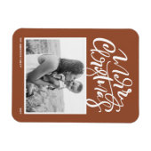 Terracotta Moderne Kalligraphie Foto Weihnachten Magnet (Horizontal)