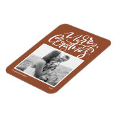 Terracotta Moderne Kalligraphie Foto Weihnachten Magnet (Linke Seite)