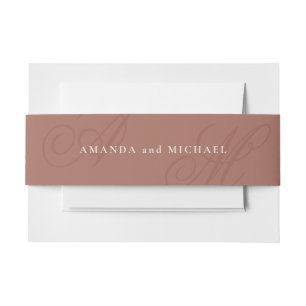 Terracotta Moderne Kante Elegante Monogram Wedding Einladungsbanderole
