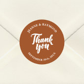 Terracotta Moderne Minimalist Wedding Vielen Dank Runder Aufkleber